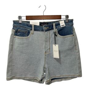 Judy Blue Color Block Denim Shorts Size Large Two Tone NWT Classic Stretch